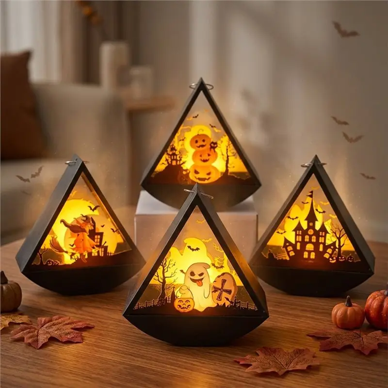 1 Pcs Halloween Decorations Candle Lights Hand-held Wind Lanterns Pumpkin Lanterns Holiday Party Decorations Props and Ornaments