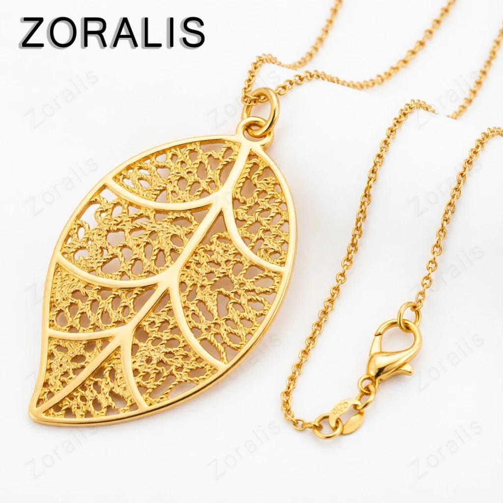 18K Gold Hollow Leaf Pendant Necklace For Women necklaces Fashion Party Birthday Engagement Wedding Jewelry