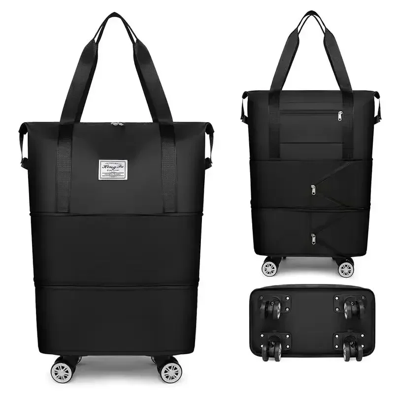 Expandable Foldable Duffel Bag Suitcase Zipper Closure Wear Resistant Versatile Waterproof Luggage Bags With Removable Wheels