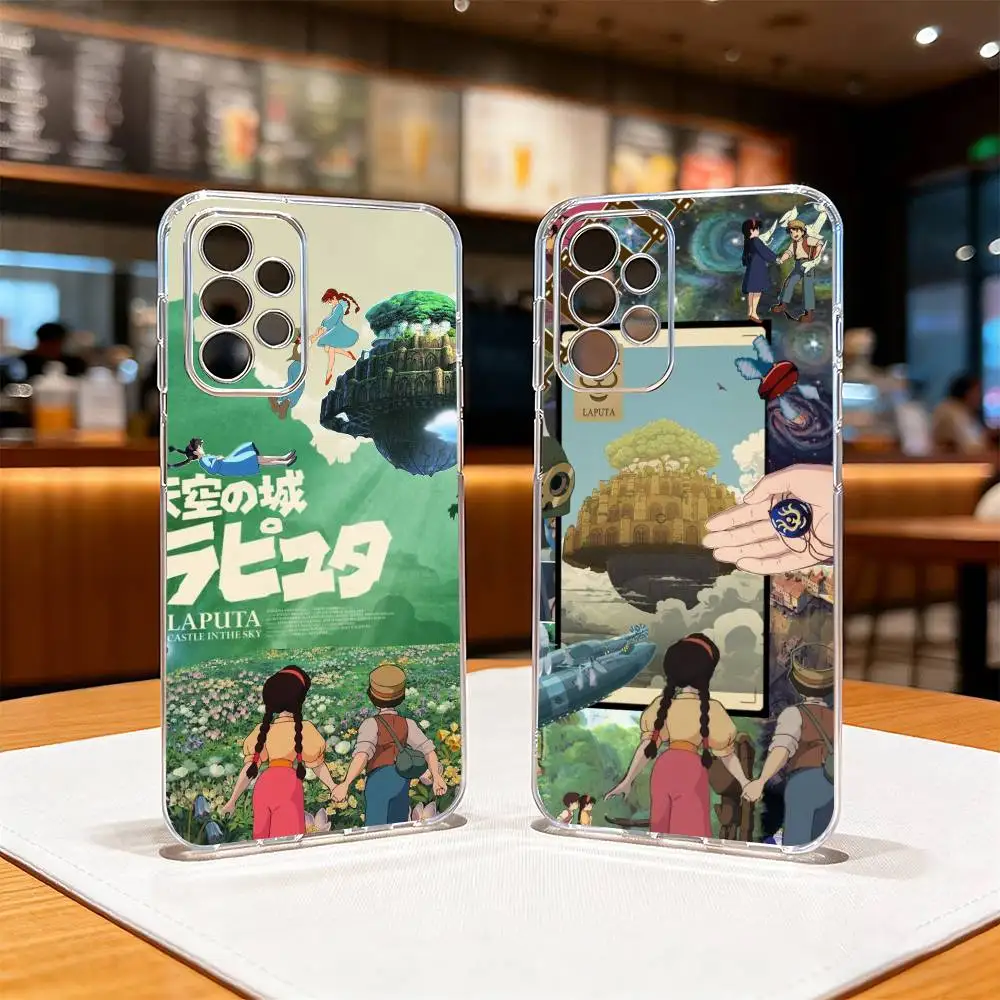 Amine Castle-e in the Sky Phone Case For Samsung S25,S24,S21,S22,S23,S30,Ultra,S20,Plus,Fe Transparent Cover