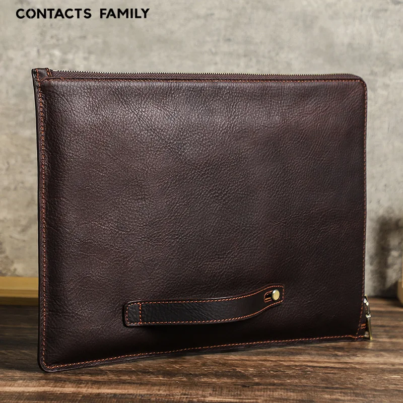 15-Inch Leather MacBookPro Notebook Computer Bag with Inner Sleeve Handheld Zipper Case for Protective Storage