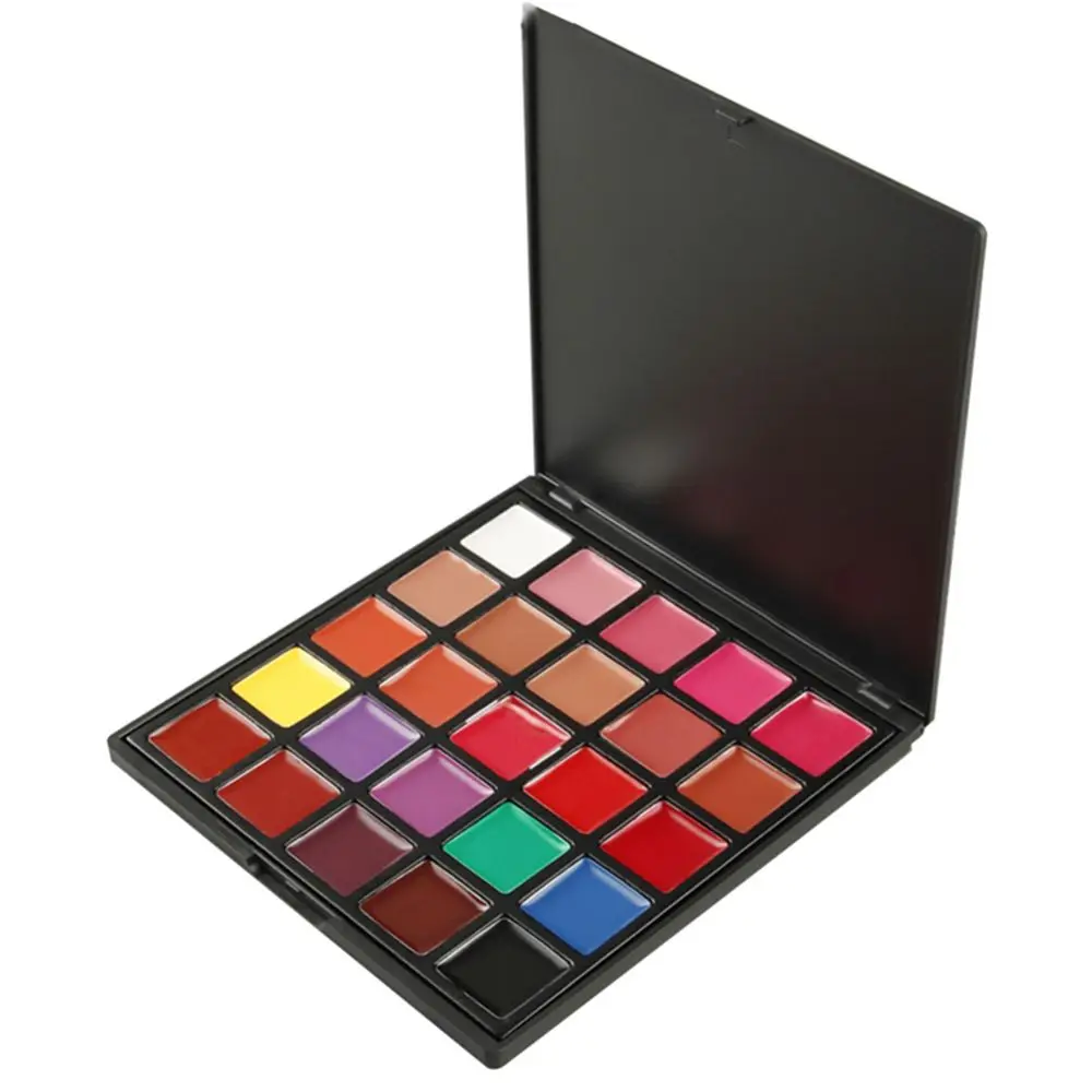 Paleta de pintalabios resistente al agua, 25 colores brillantes, púrpura, larga duración, maquillaje de labios, herramientas cosméticas, brillo de labios mate