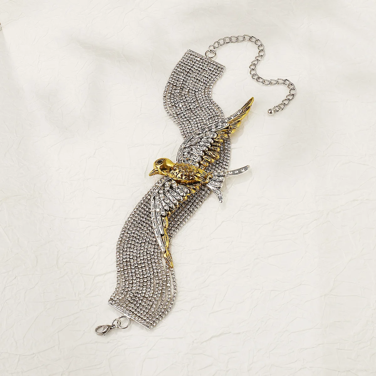 Vintage Multi-layered Rhinestone Bird Swallow Choker Necklace
