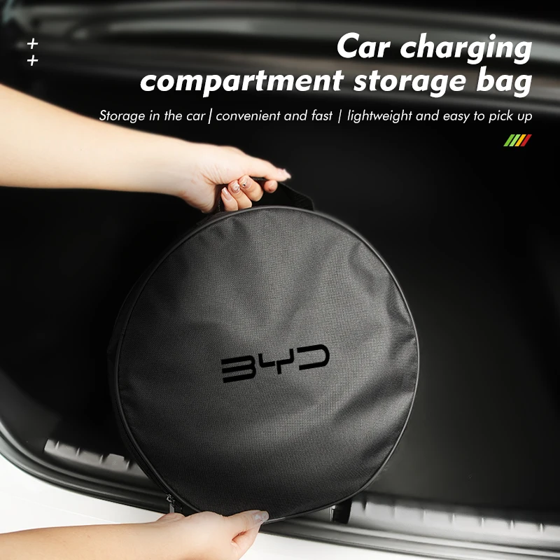 Car Charging Cable Storage Carry Bag Waterproof Container For BYD I3 F3 F0 F6 S6 S7 E5 E6 Tang Song Qing Yuan Han Max