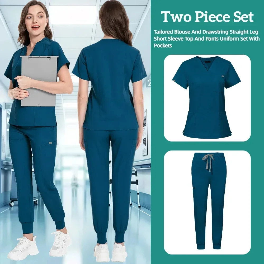 

Medical Scrub Nursing Surgical Gown High Quality Elastic Scrub Healthcare Pharmacy Solid Color Uniform Wholesale Workwear Unisex