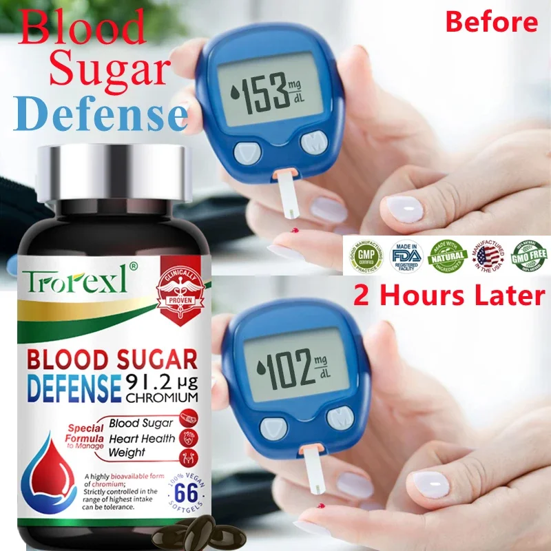 Blood Sugar Supplement Diabetes Capsule for Cardiovascular Heart Health, Glucose Metabolism, Supports Healthy Blood Sugar Levels