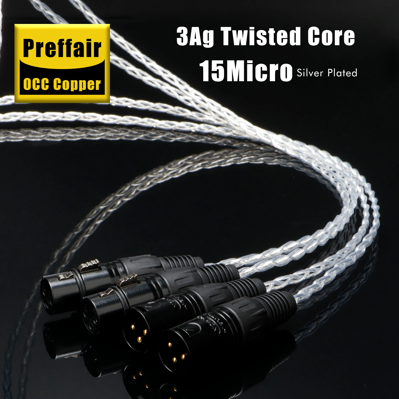 Paar 3AG XLR-Kabel RCA Doppelt Abgeschirmtes OCC Versilbertes Audio-RCA-Verbindungskabel 3CU RCA-Stecker Verlängerungskabel – Detail 3