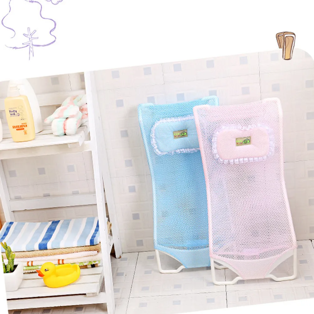 

Baby Shower Mesh For Newborn Infant Safety Bath Support Pad Anti-Slip High Flexible Mesh Reversed U Buckle Tub Clamp Pink