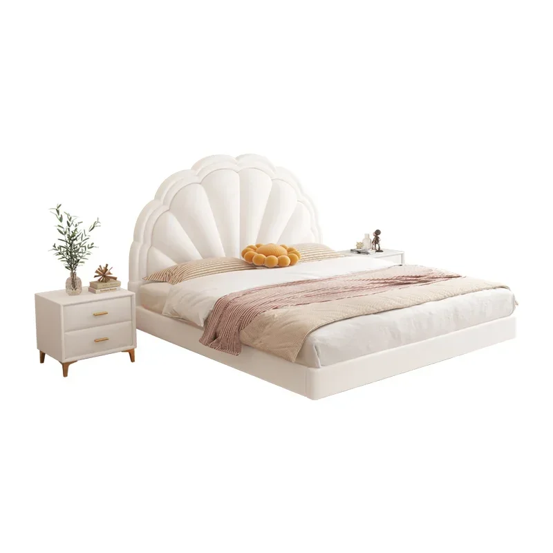 

Suspension with Induction Lamp Bed Modern Minimalist 1.8 M Master Bedroom Double Ins Style Leather Bed