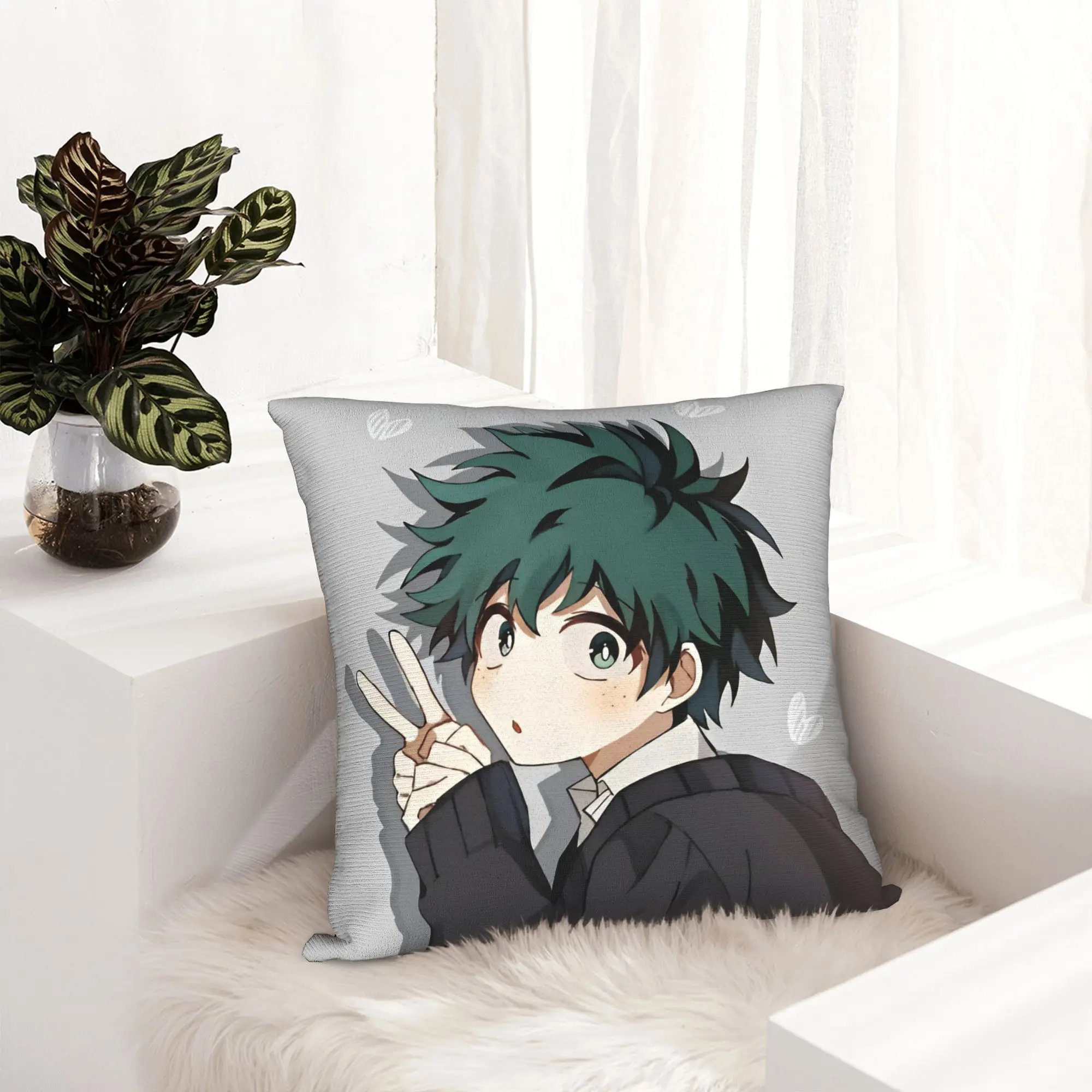 Izuku Midoriya My H-Hero A-Academia Pillowcase Printed Fabric Cushion Cover Decor  Throw Pillow Case Cover Living Room Square