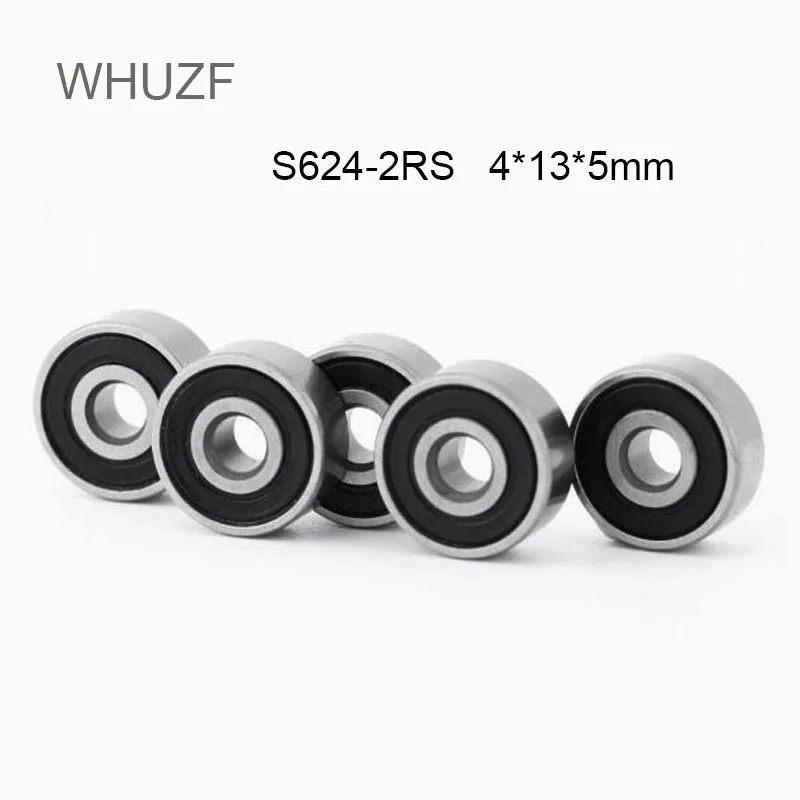 

WHUZF 10/20/50pcs/lot S624RS Bearing ABEC-5 S624-2RS S624RS 4*13*5 Stainless Steel Deep Groove Ball Bearing 4x13x5mm