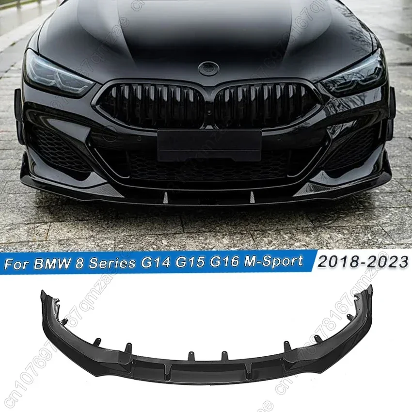 For BMW 8 Series G14 G15 G16 840i 840d M850i M-Sport 2018-2023 Front Bumper Lip Splitter Spoiler Gloss Black Body Kit Tuning