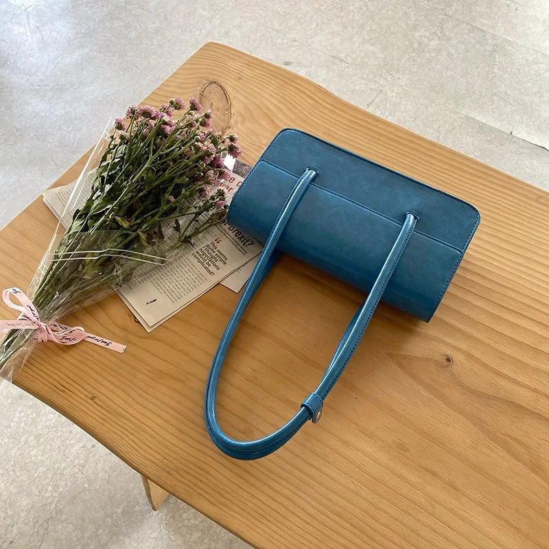 New Korean Style Summer Simplicity Women Flap Baguette Bag Lady Smooth Versatile Green Shoulder Bags Female Niche Design Handbag - view 6