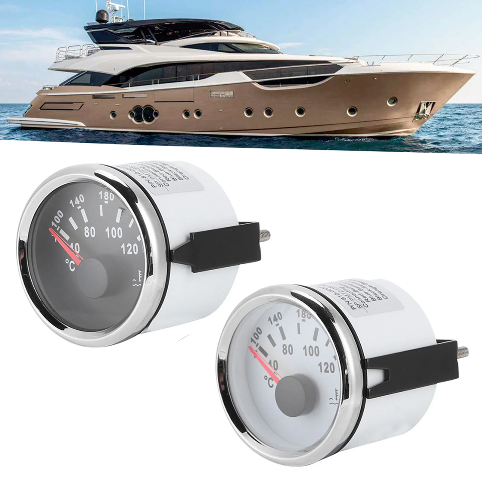 Boat Water Temp Display 52mm/2in Marine Engine Water Temperature Gauge 40-120 ℃ Temp Meter for Boat RV Water Temperature Gauge