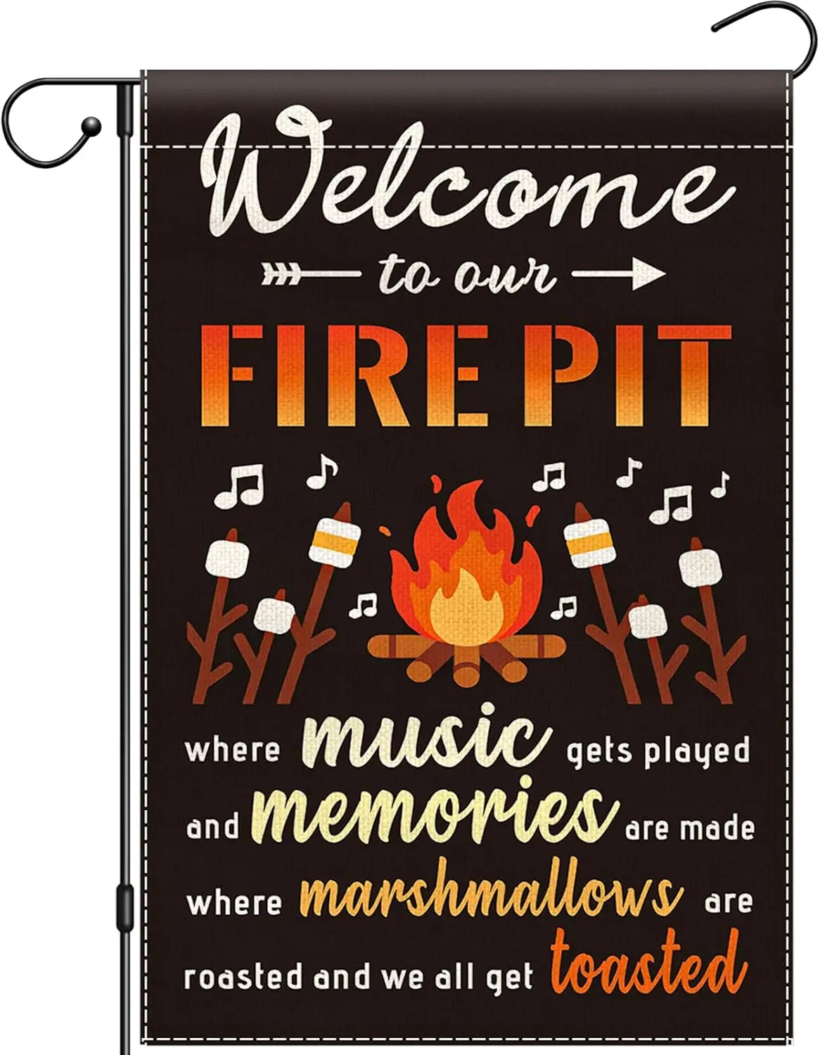 Welcome To Our Fire Pit Camping Garden Flag 12x18 Double Sided, Camper Flags for Campsite, Camping Garden Flags for Campers  LLG