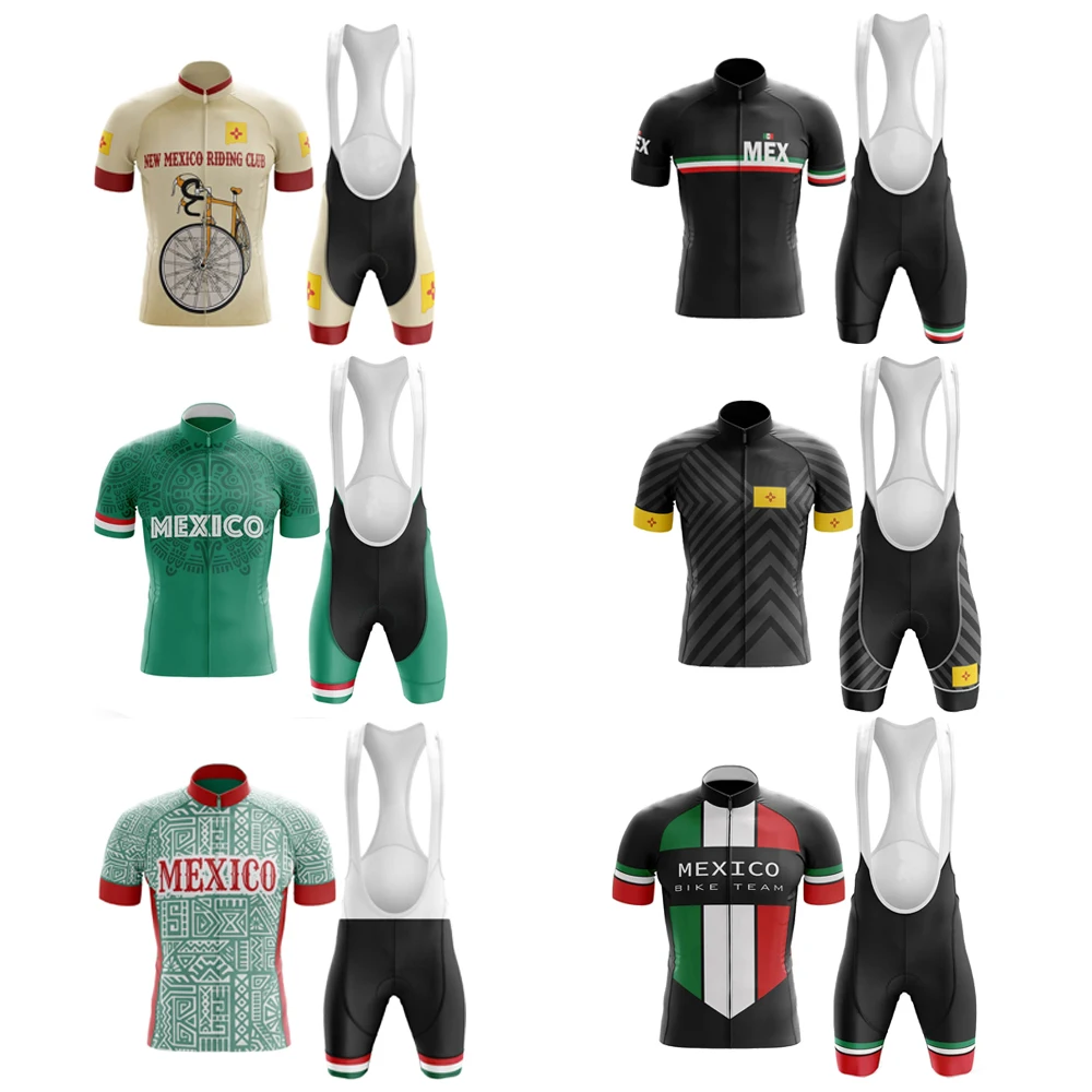 Retro Classic Mexico Men\'s Cycling Jersey Set Short Sleeve Mountain Bicycle Racing Clothes