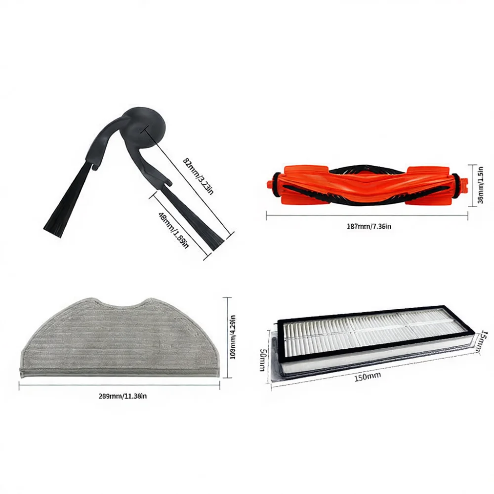 For S40 OV81 Robot Vacuum Spare Parts Kit Roller Brush Side Brush HEPA Filter Mop Pads Cleaning Components