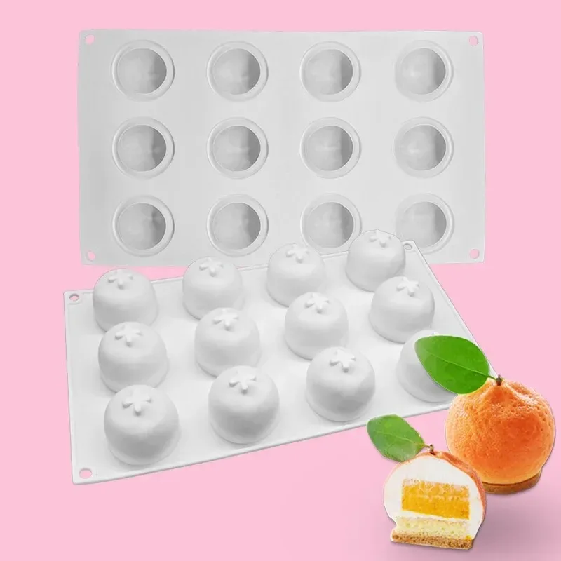 8 Cavity Orange Silicone Mold Fruit Mousse Mould Citrus Cake Dessert Mouler Tangerine Pastry Molds Kitchen Accessories