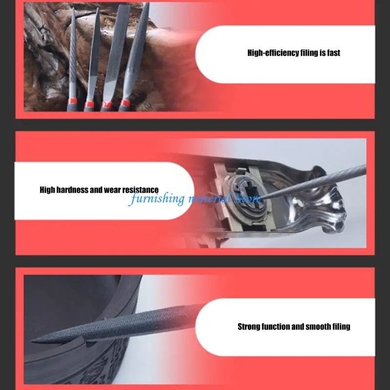 Y5GD 4PCS Professional Portable File Ferramenta Conjunto com Ferramenta Redonda Triângulo Triângulo Metal Metal