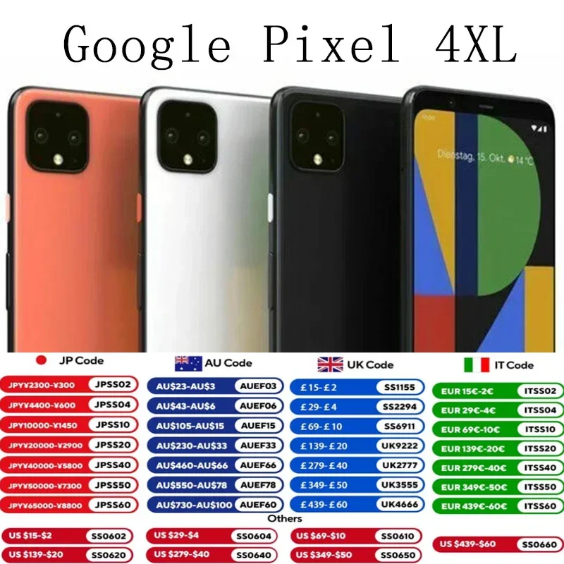 Téléphone portable Android Google Pixel 4 XL 4XL, débloqué, original, 6.3 ", 6 Go + 64 Go, 128 Go, Dean NDavid, Snapdragon FACE ID, Octa Core, 4G Permanence