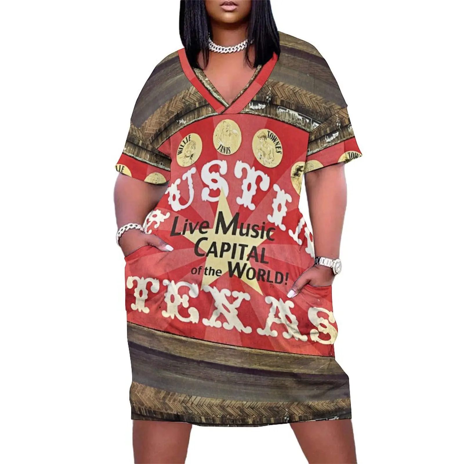 

Austin Live Music Loose Pocket Dress elegant dresses for women sexy dress for women women's clothing korea stylish