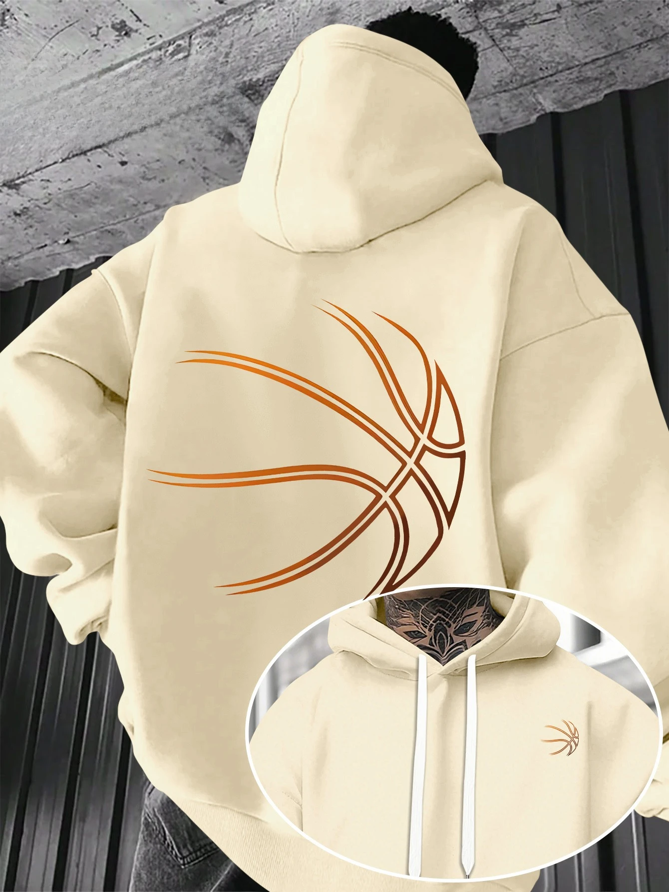 Herren Sport Hip-Hop Hoodie, Minimalistischer Basketball-Grafik-Streetwear, Russische Größe Fleece-Pullover Sweatshirt für Männer – Detail 6