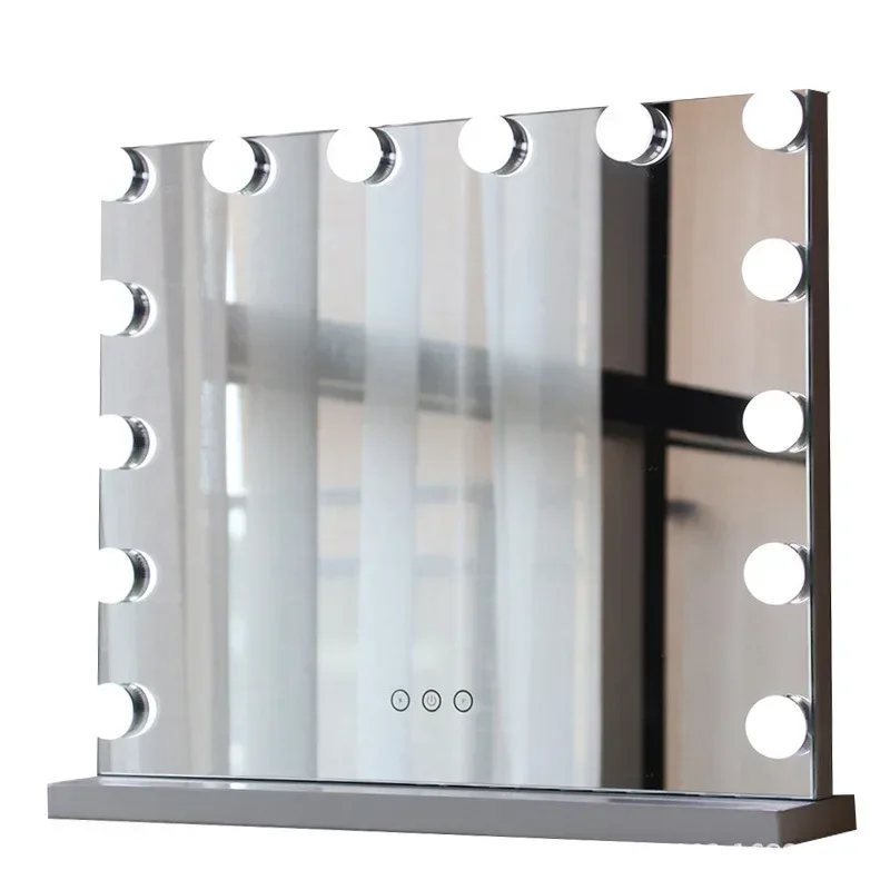European Square Mirror Hollywood Makeup  Desktop LED Makeup  with Light Bulb Smart Three-color Fill Light Beauty