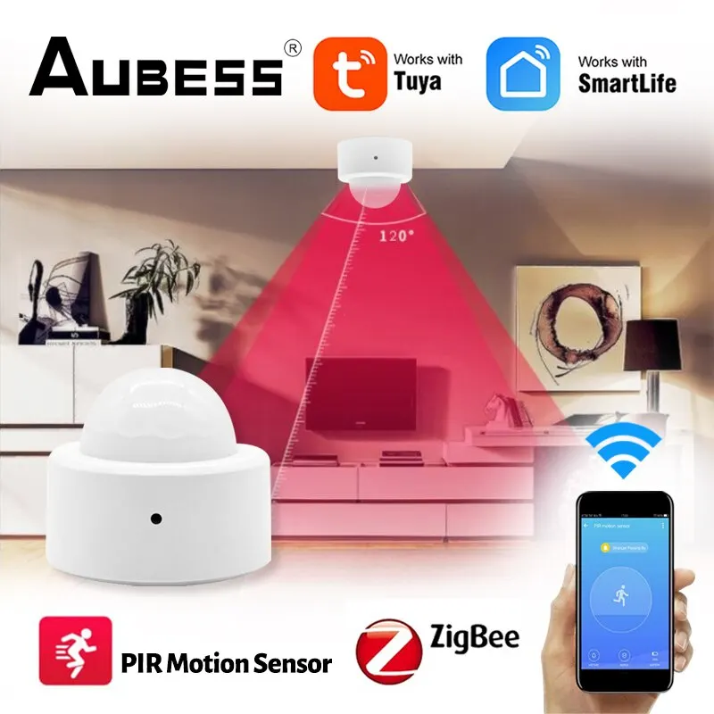 Tuya ZigBee Smart PIR Motion Sensor Human Body Infrared Detector Wireless Smart Home Security Smart Life Use With Zigbee Gateway