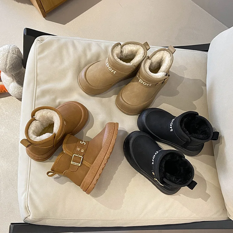 

Kawaii Casual Shoe Fashion Childrens Shoes Kids Snow Boots 2025 Winter New Thickened Waterproof Warm Cotton Boots Fashionable