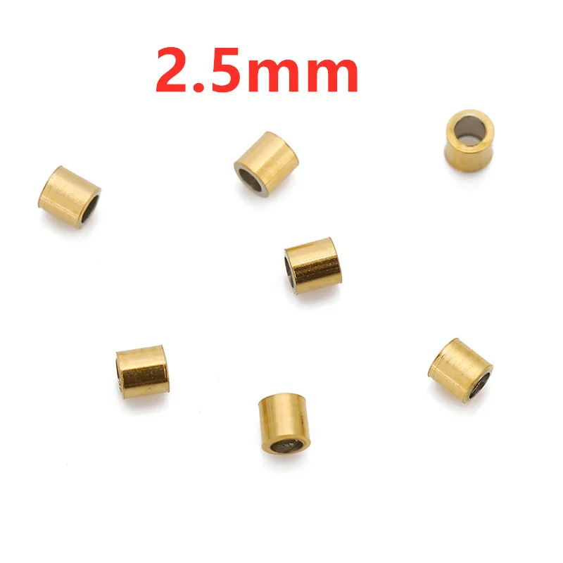 100 Stück 1,5 mm 2 mm 2,5 mm Edelstahl-End-Quetschperlen, großes Loch, Abstandshalter, Stopper-Perlen für DIY-Armband, Halskette, Schmuckherstellung