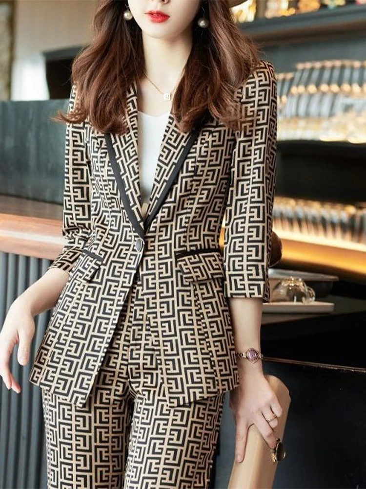 New High Quality Elegant Women Formal Suits For 2023 Fashion Slim Casual Blazer+Pants Office Ladies Work Wear conjuntos de calça