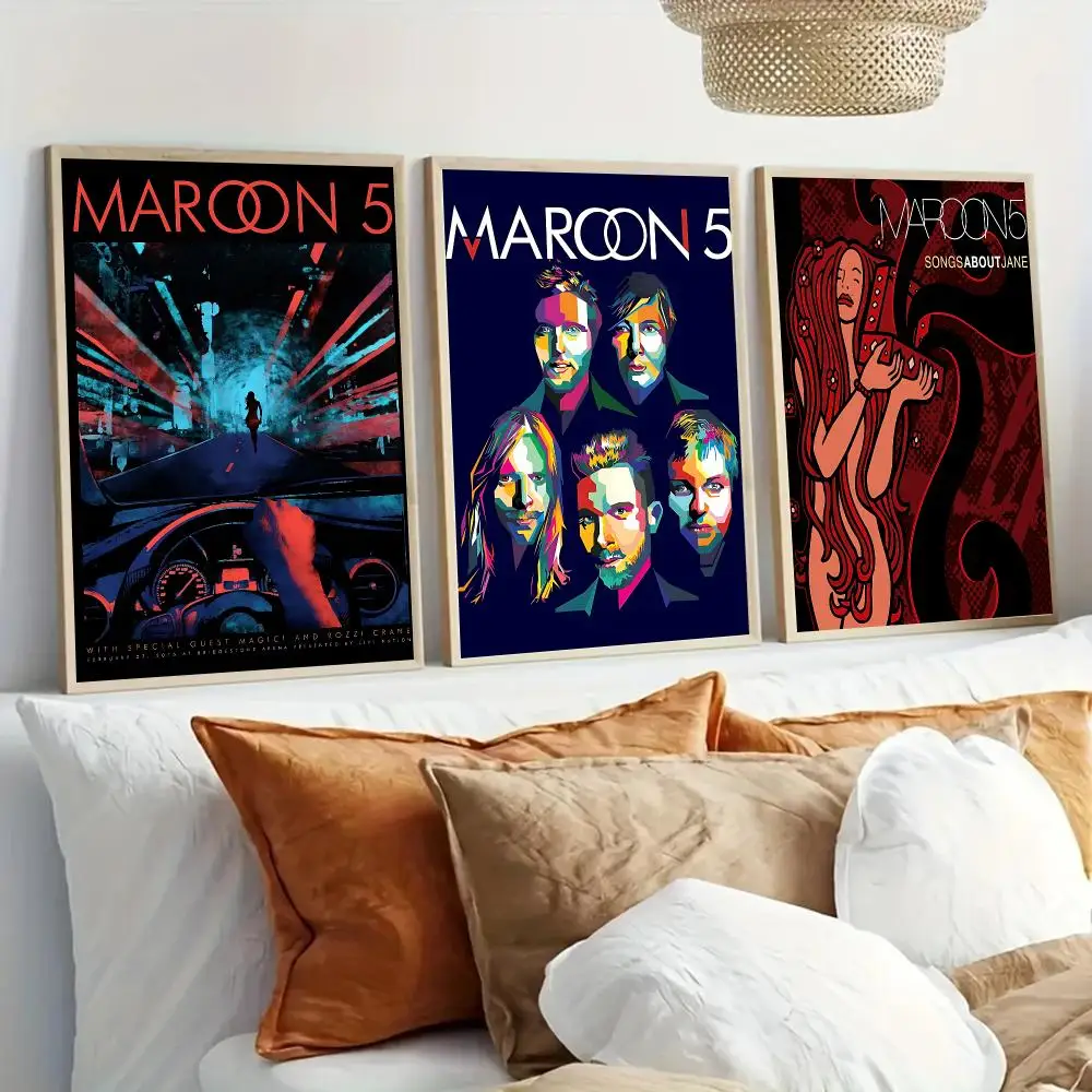 M-Maroon 5 Band Poster Modern Home Living Bedroom Bar Hallway Waterproof Wall Art Aesthetic Decor