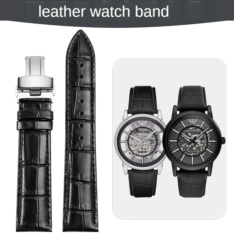 

Substitute Black Knight AR60008/60007/1981/1918/2447 Series Men's Genuine Leather Watch Band 18/20/22/24mm