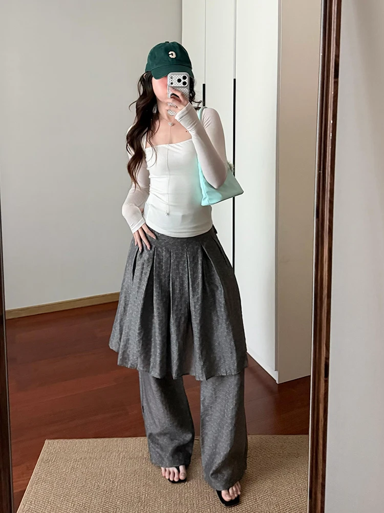 ReddaChic Pleat Skirt Overlay Women Trousers Summer Jacquard Wide Leg Strappy Breathable Wrap Pants Lounge Alternative Clothes view 5