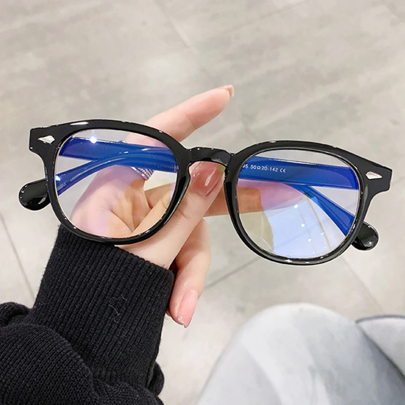 Retro Rice Nail Round Eyeglass Frame For Women Fashionable And Simple Anti Blue Light Glasses For Men Version Casual Glasses