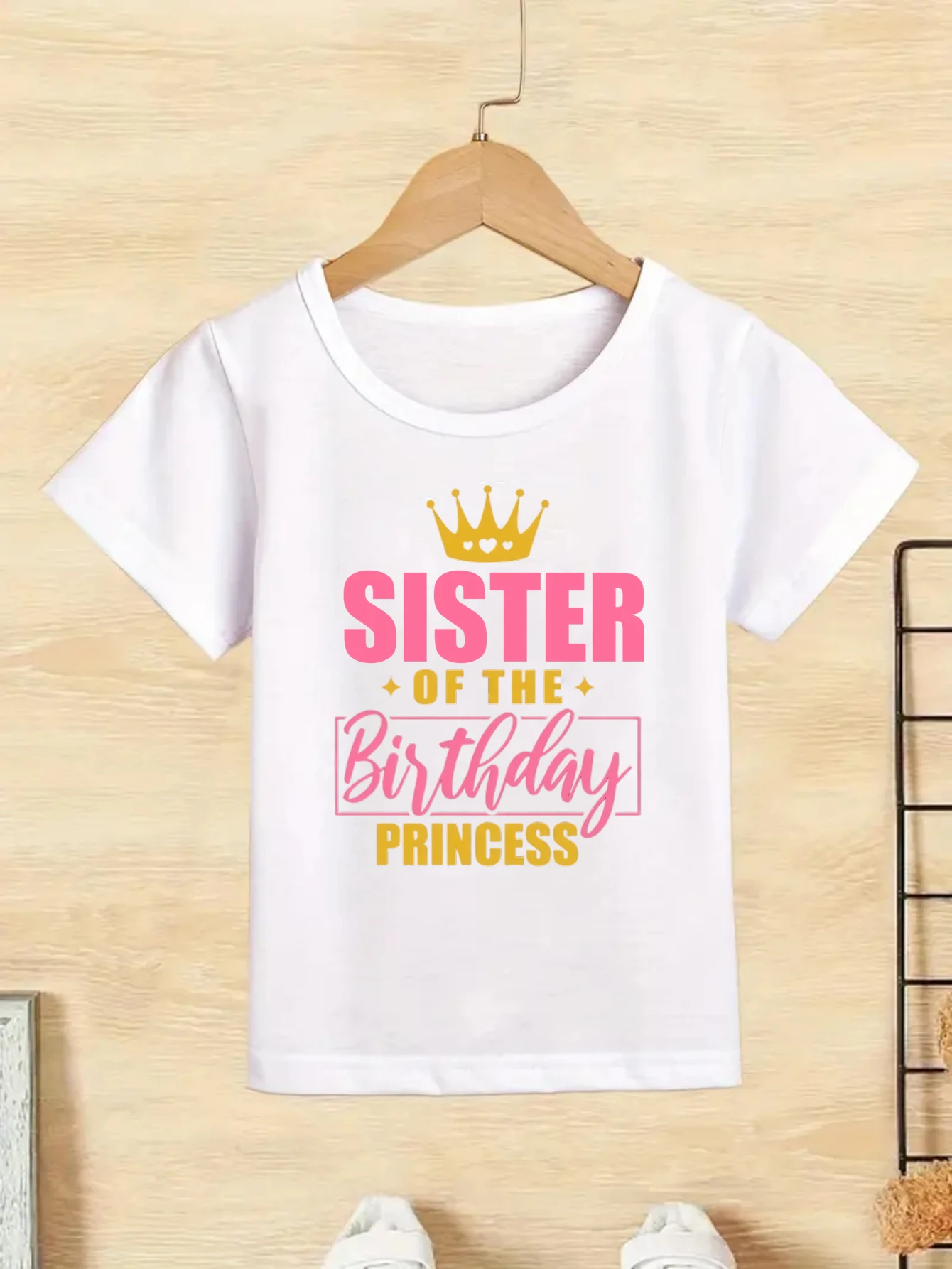 Princess Birthday Shirt Girls T-Shirt Family Party Brother And Sisters Matching Clothes Princess Crown Print T-Shirt Kids Tshirt
