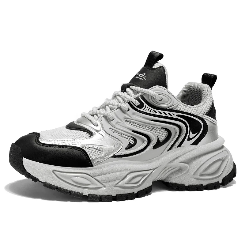Unisex Versatile Sport Shoes Thick Bottom Heightening Fashionable Dad Sneakers Comfortable Rubber Outsole Casual Low Top