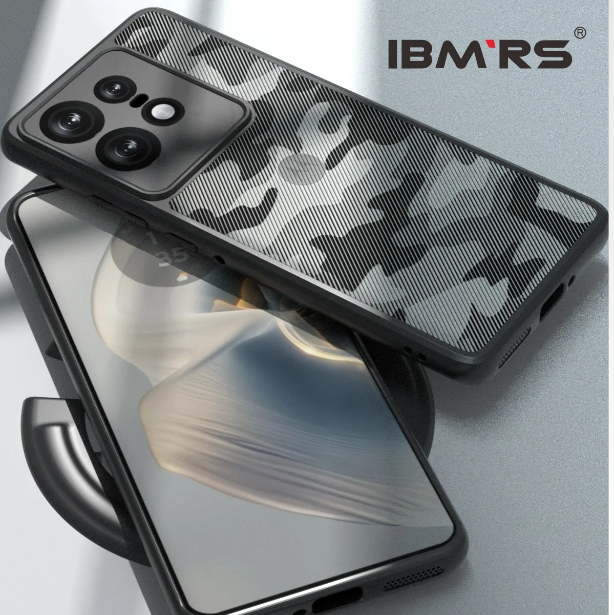 IBMRS Designed for Motorola Edge 50 Pro Case, TPU Shockproof Translucent  Phone Case(Camo Black)