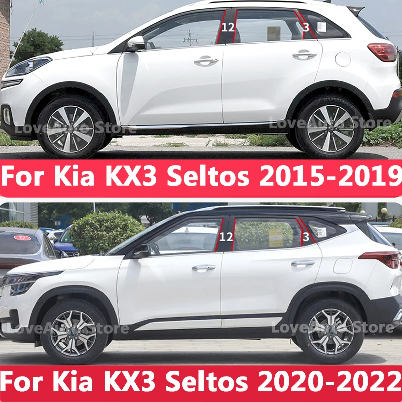 

For Kia KX3 Seltos 2022 2021 2020 Car Window Central Column B C Pillar Cover Moulding Sticker Exterior Window Frame 2015-2019