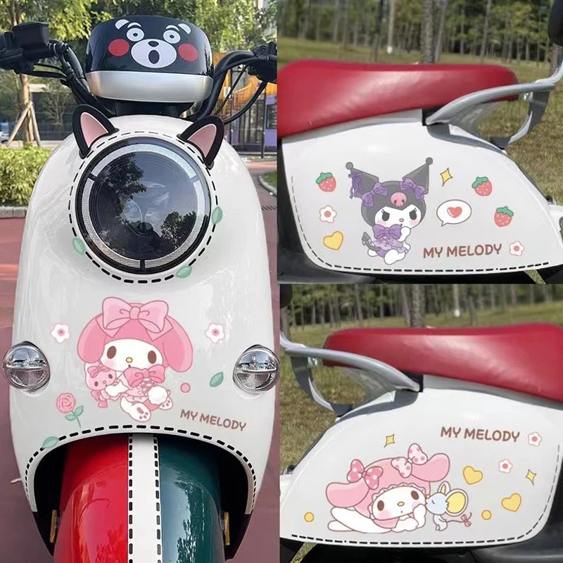 Kuromi Melody Electric Car Sticker Cute Cartoon Decoration Motorcycle Battery Car Scratches Shielding Sticker Waterproof