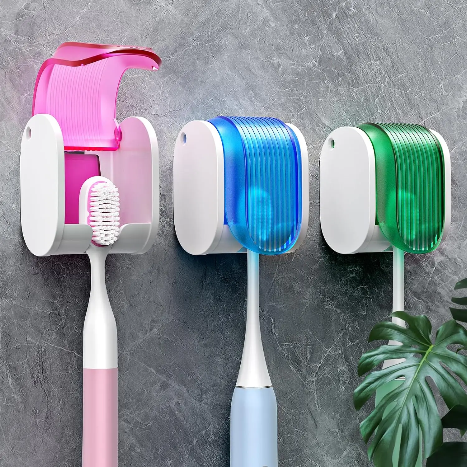 

Toothbrush Holders for Bathrooms【Upgrade Single Slot Design】 Toothbrush Holder Wall Mounted with Cover Moisture-Proof and Dust-P