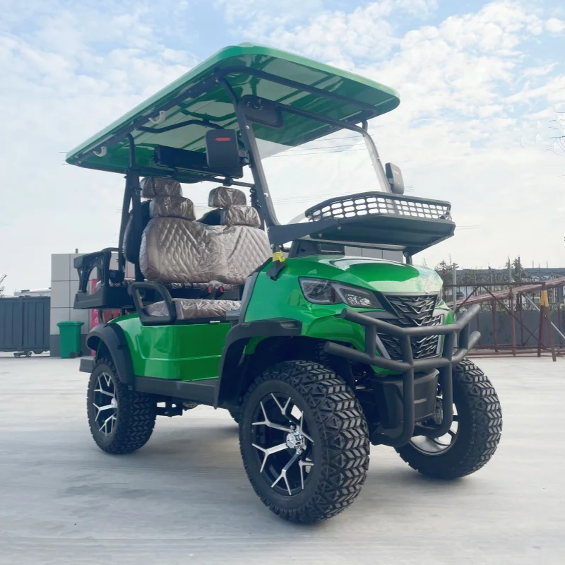 Chinese Electric Golf Cart 72V Lithium Battery Custom Comfortable 5KW CE Certified Bumper Front Basket Sound Bar 14 Inch Wheel