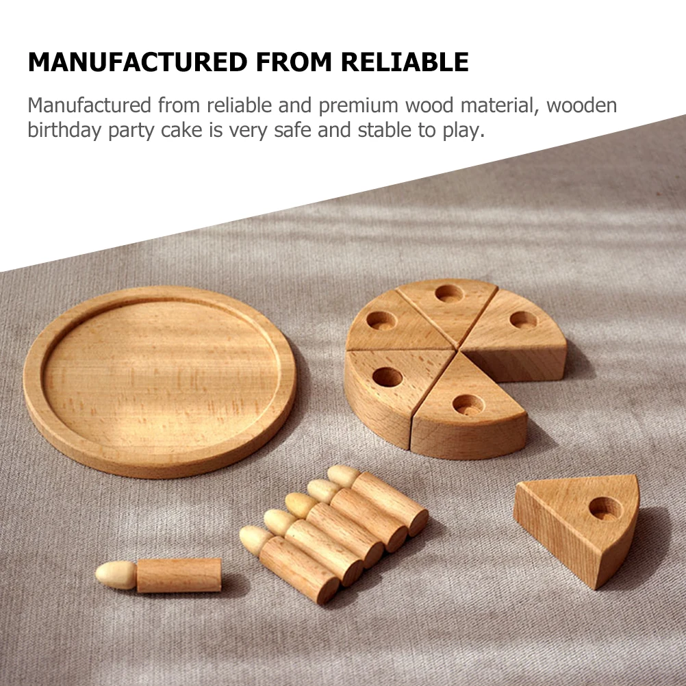 

1 set Wooden Birthday Kids Pretend Food Role Play Educational Wooden Cake Set Diy Craft Children Day Gift Kids Cake Prop Party