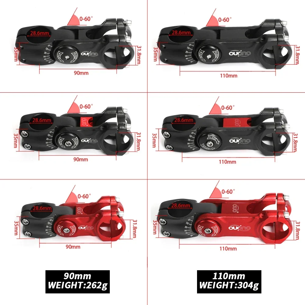 OUO قابل للتعديل دراجة الجذعية 31.8 مللي متر دراجة المقود الجذعية 0-60 درجة 90/110 مللي متر بار الناهض الجذعية 2021 تصميم جديد