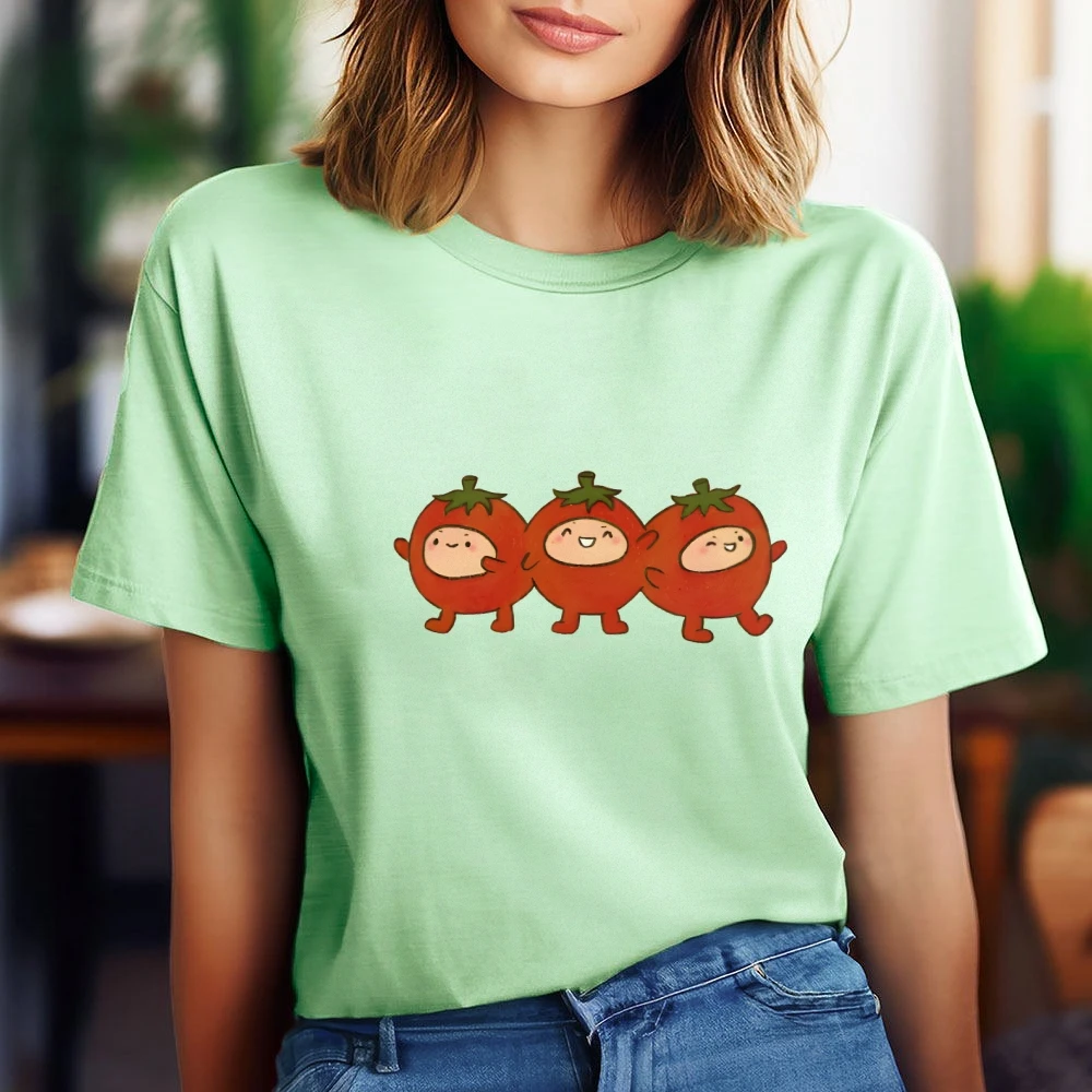 

Women's Cotton T-Shirt Y2k Graphic Tees Casual Comfort Fit Tops Streetwear Fashion Soft Breathable Everyday Wear Top Tomato Kid