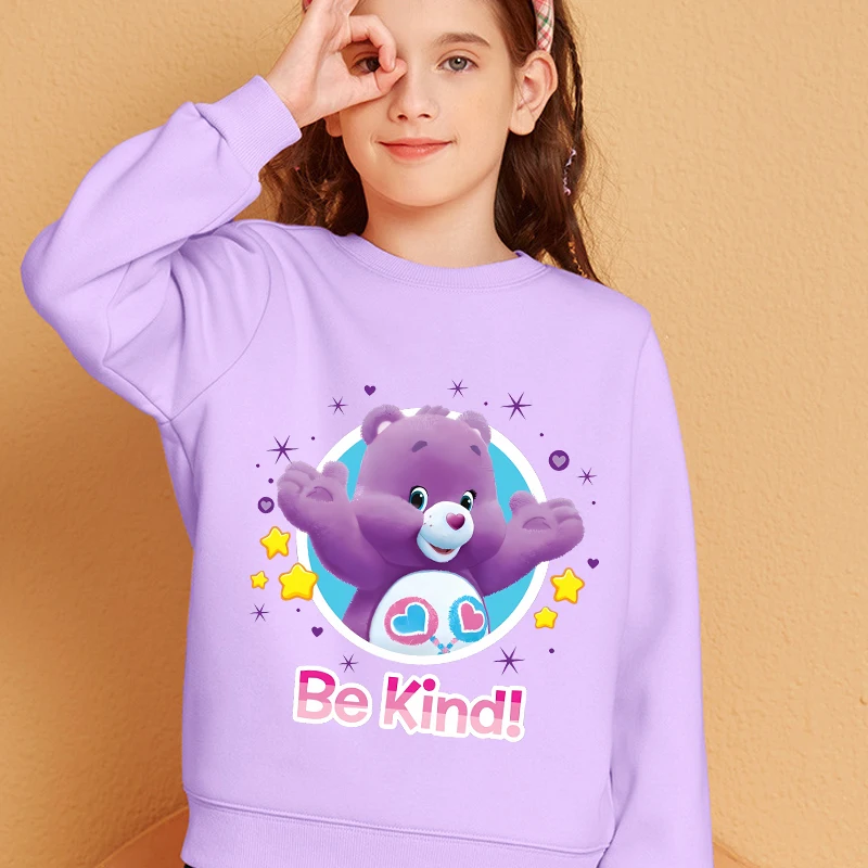 Care Bears – sweat-shirt à col rond en laine pour enfants, garçon et fille, pull à capuche avec dessin animé, veste chaude et épaisse, vêtements d'hiver, cadeau