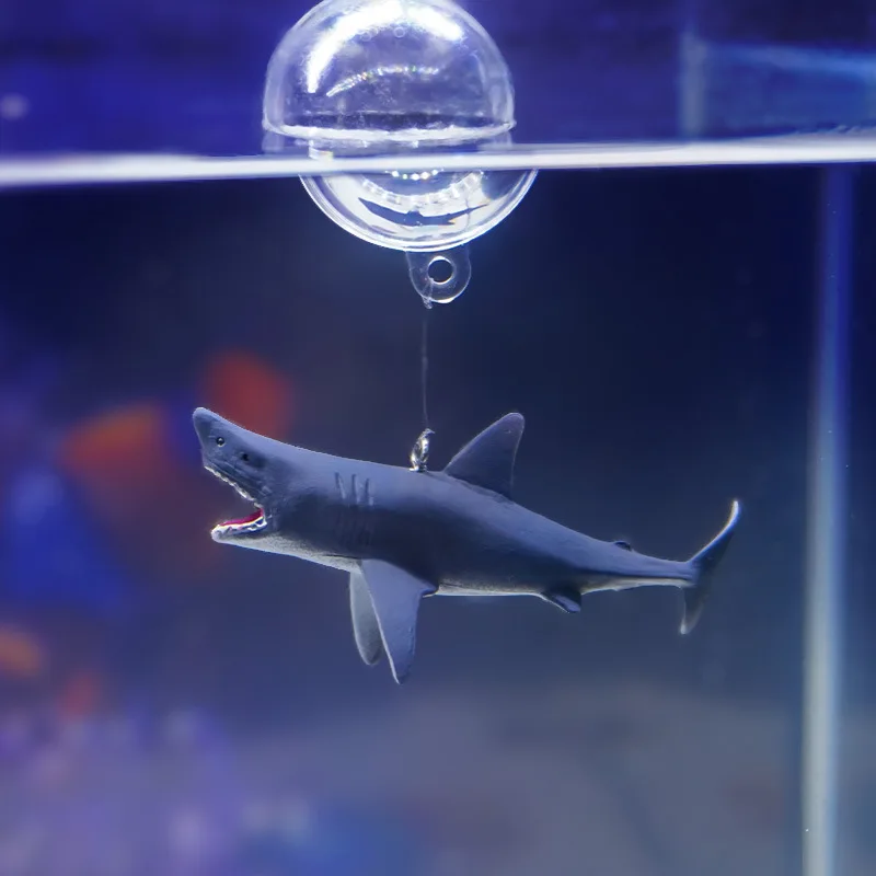 Floating Shark Ornament for Aquarium Decoration Ferocious Great White Shark Figurine Mini Fish Tank Landscape Craft Underwater