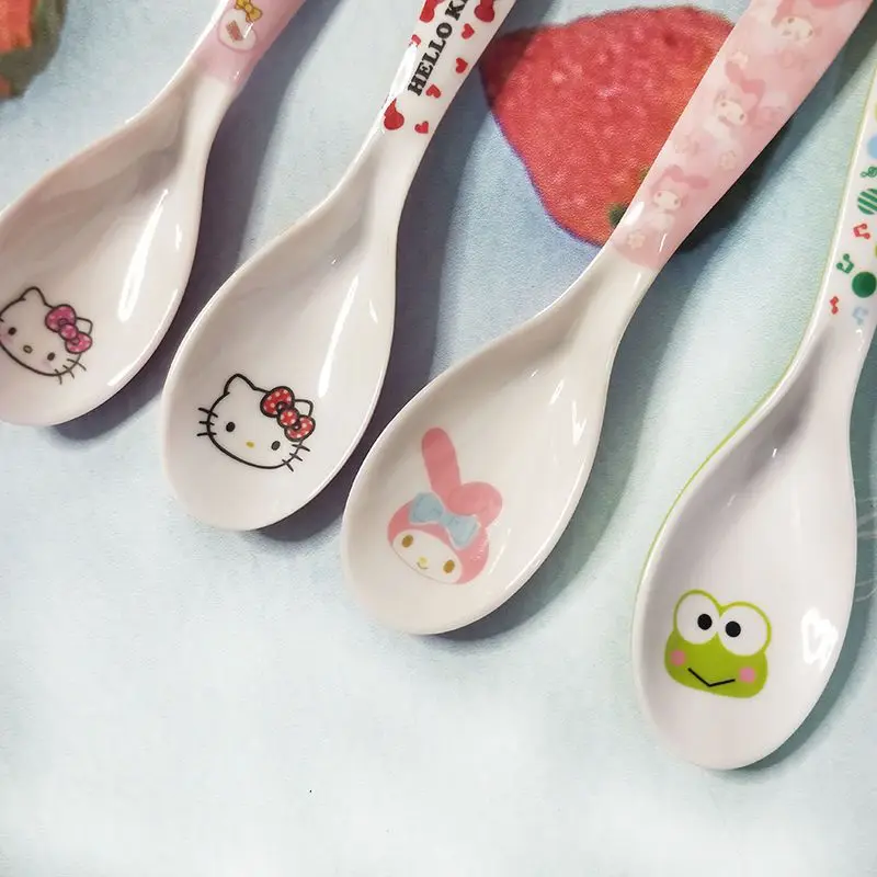 Kawaii Sanrio Hellokitty My Melody Environmentally Friendly Spoon Anti Drop Spoon Creative Soup Spoon Tableware Cute Girls Gift