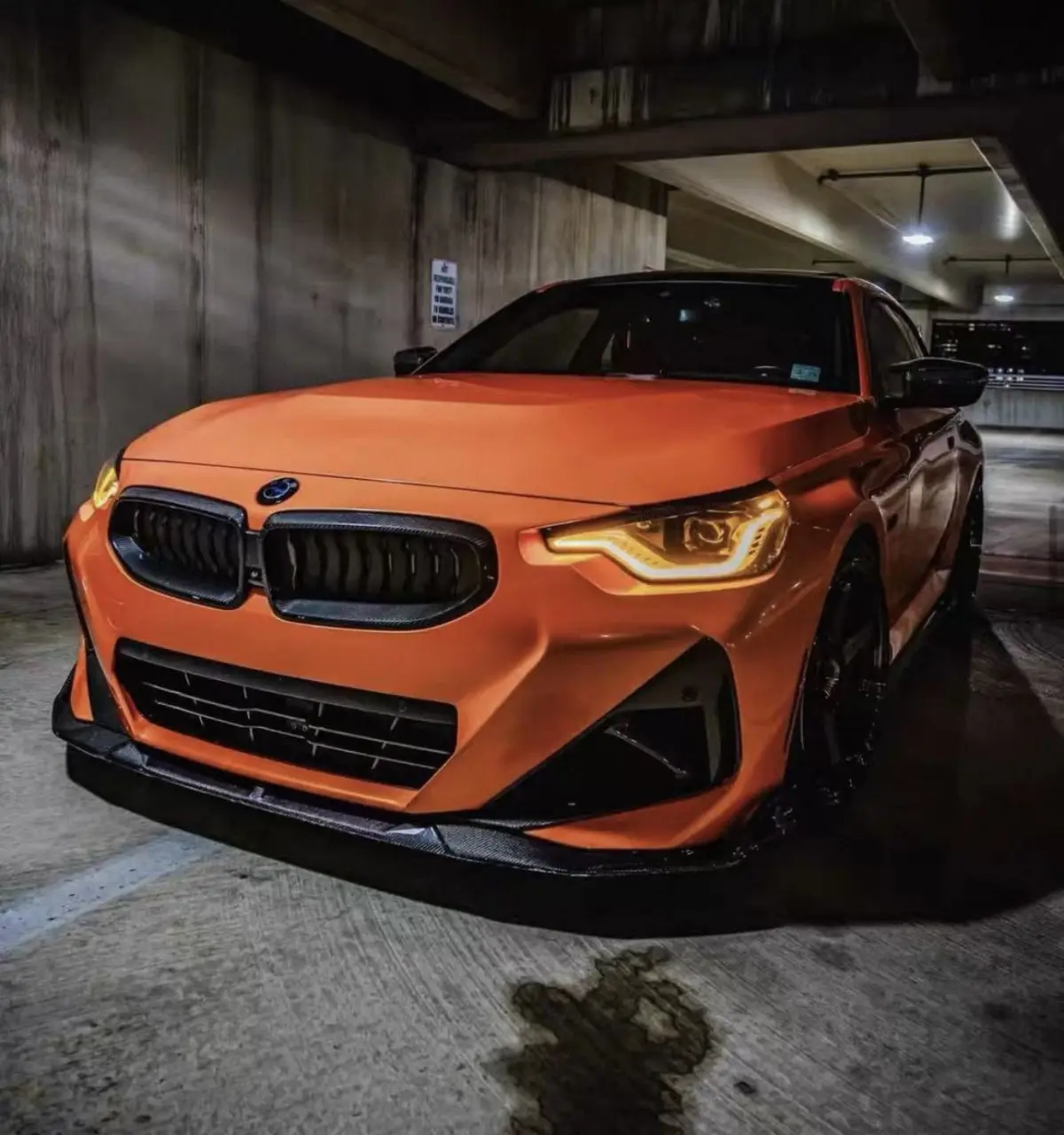 

Real Dry Carbon Fiber Car Kidney Hood Radiator Grille For BMW 2 Series G42 2022-IN Gloss Black Replacement Front Bumper