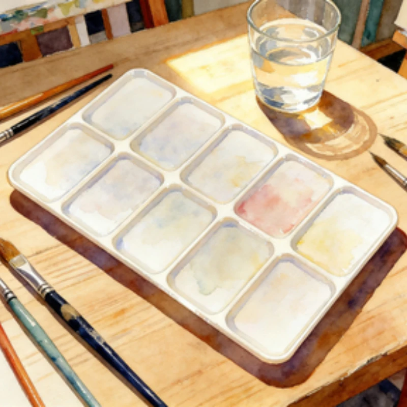10-Well Paint Palette Simple Rounded Corner Design Multi-Color Mixing Tray For Watercolor  Painting Art Supplies For Artists